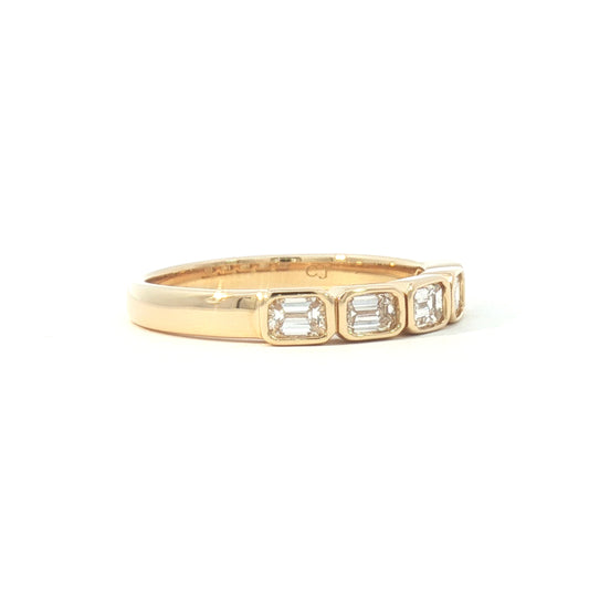 18K Bezel East West 5-Stone Emerald-cut Diamond Band