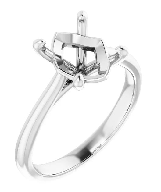 14K White Gold Oval Cathedral Solitaire Ring
