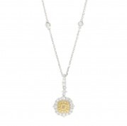 14 Karat Two Tone Gold Diamond Double Halo Pendant