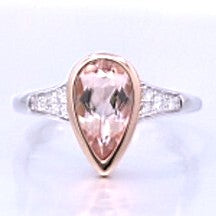 14 Karat Two Tone 1.48ctw Morganite Bezel Fashion Ring