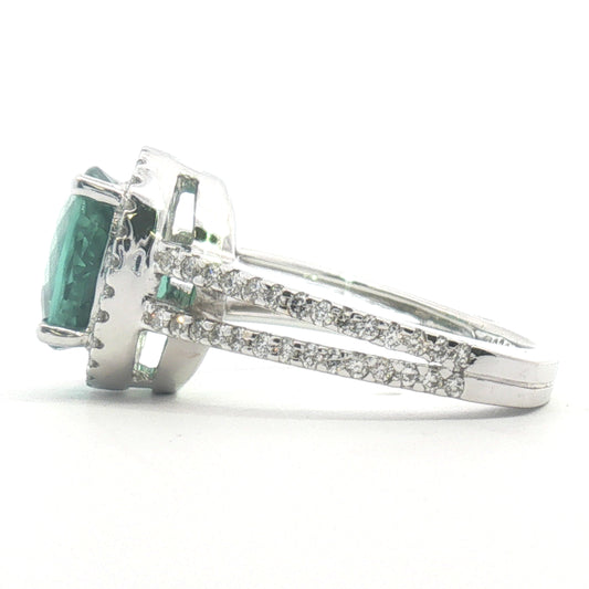 18K Deep Seafoam Tourmaline Split Shank Fashion Ring