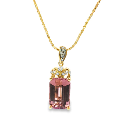 14 Karat Yellow Gold Tourmaline Drop Pendant