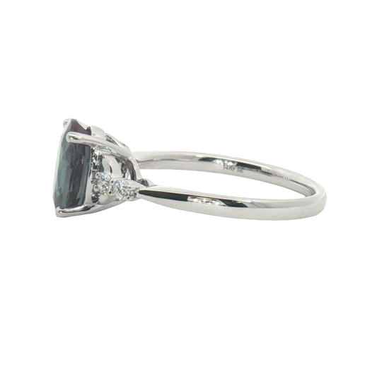 14K Diamond Accented Lab Created Alexandrite Fashion Ring