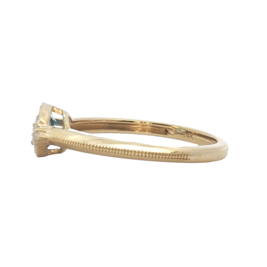 14K East West Blue Topaz Milgrain Knife Edge Fashion Ring