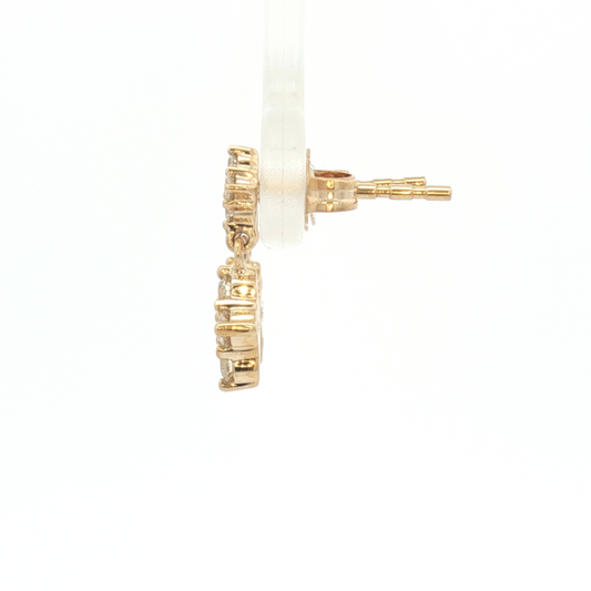14K Diamond 4 Point Star Stud Dangle Earrings