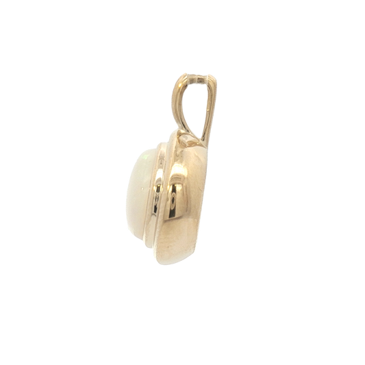 14K Double Bezel Oval Opal Pendant