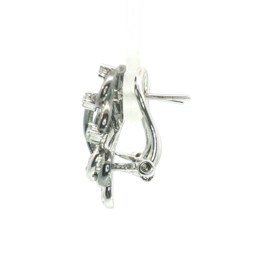 14K Dark Oxidized Diamond Swirl Earrings