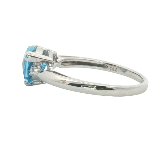 14K Trillion Checkerboard Blue Topaz Fashion Ring