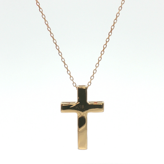 18K Laser-Cut Cross Diamond Pendant