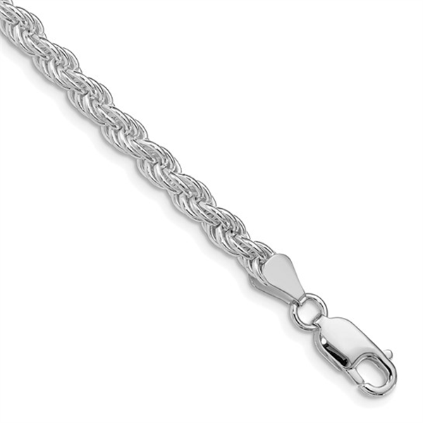 Sterling Silver Rhodium Plated Gold Solid Rope Chain