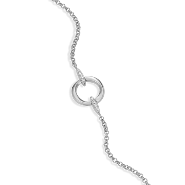 Sterling Silver Knife Edge Circle Link Lab Grown Diamond Bolo Bracelet