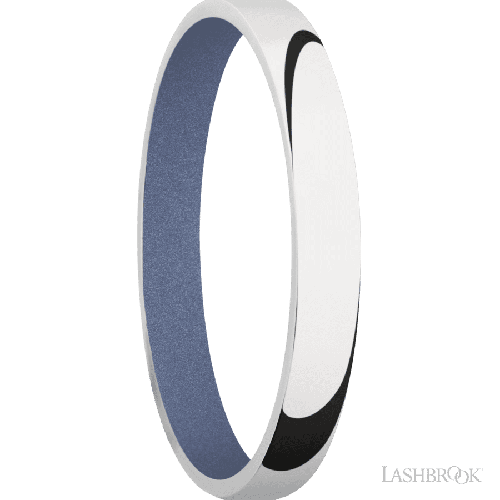 3 mm wide Domed 14K White Gold band featuring a Crushed Orchid sleeve.