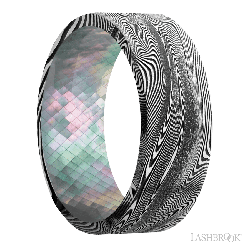 8 mm wide Flat Tightweave band featuring a Black Mother of Pearl sleeve.