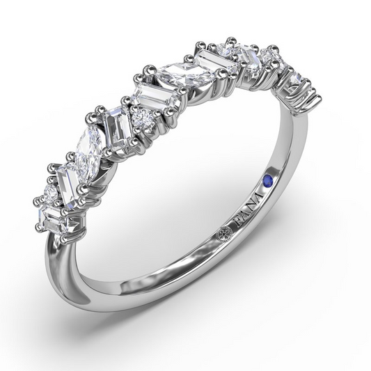 14K Diamond Cluster Wedding Band