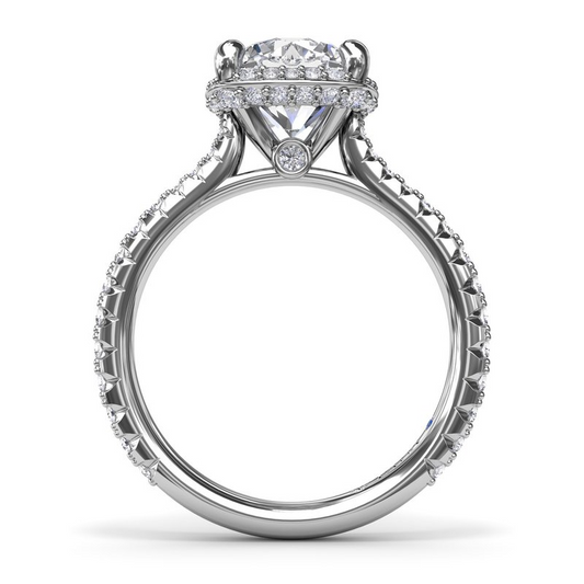 14K Cushion Halo Diamond Semi-Mount Engagement Ring