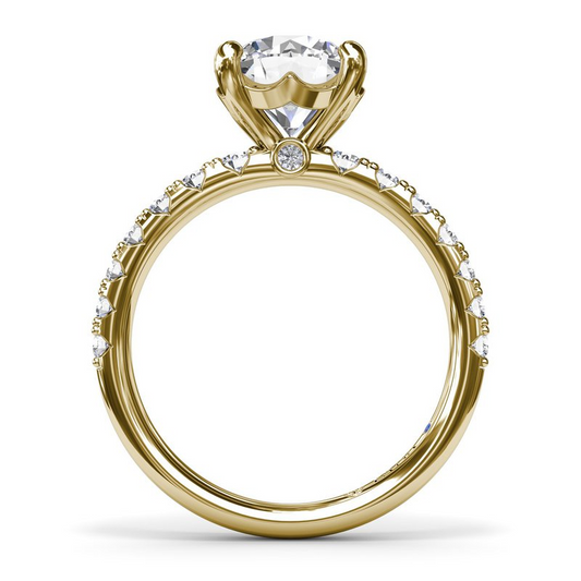 14K Graduated Pave Diamond Semi-Mount Engagement Ring