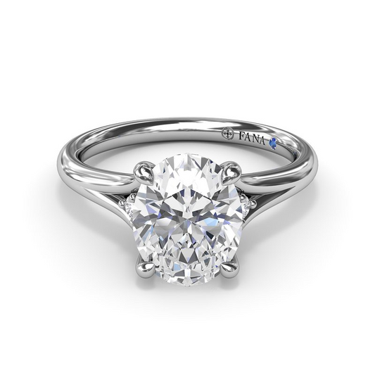 14 Karat White Gold Diamond Split Shank Semi-Mount Engagement Ring