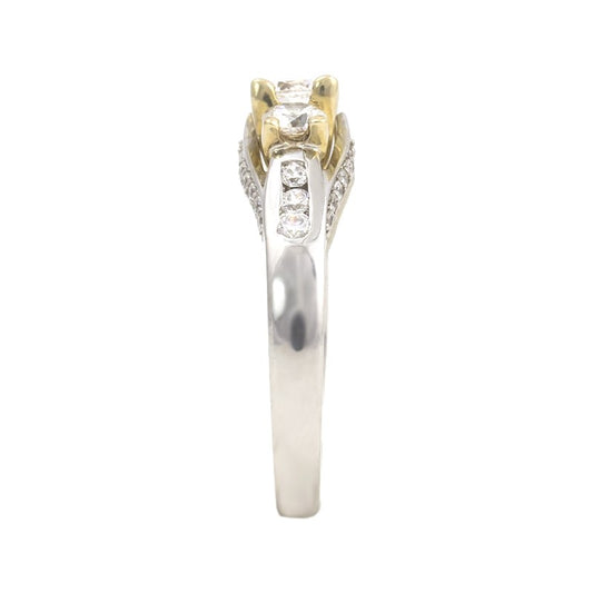 14 Karat Two-Tone 1.10ctw Three Stone Engagement Ring