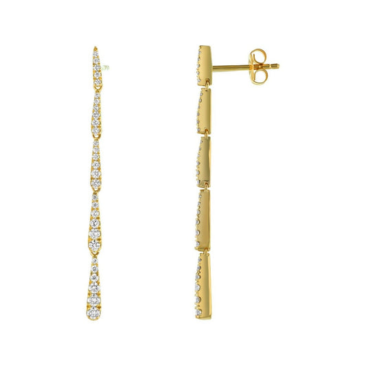 14K Graduated Diamond Dangle Earrings