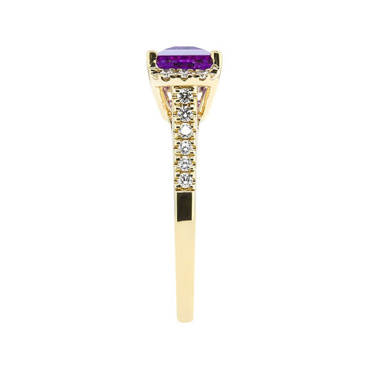 14 Karat Yellow Amethyst East West Fashion Ring