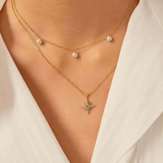 14K Gold Plated Tone Nova Star Necklace