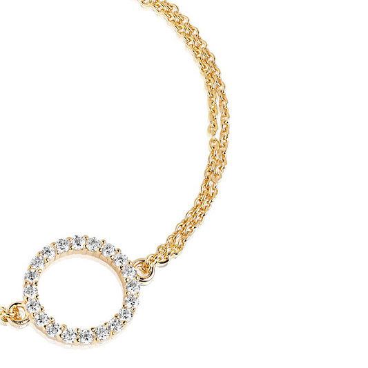 18K Gold Plated CZ Circle Link Biella Grande Bracelet