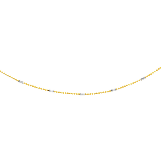 14 Karat Two Tone Gold Saturn Barrel Chain