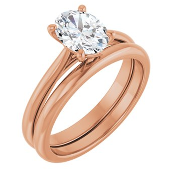 14K Rose Gold Oval Solitaire Ring Mounting