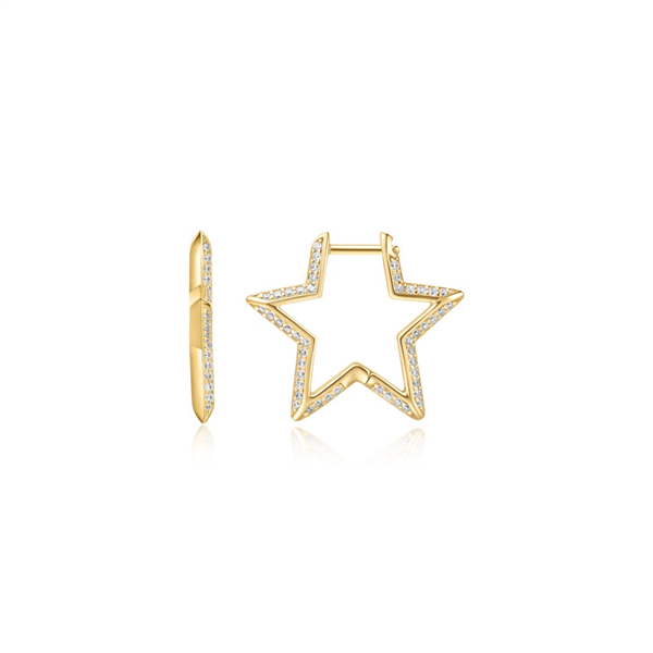 Gold Plated CZ Star Hoop Earrings