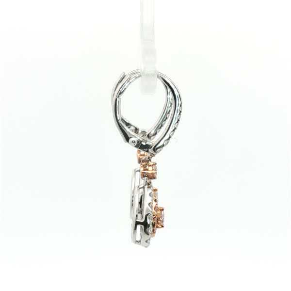 18K Rose & White Gold Fancy Pink Diamond Double Halo Leverback Drop Earrings