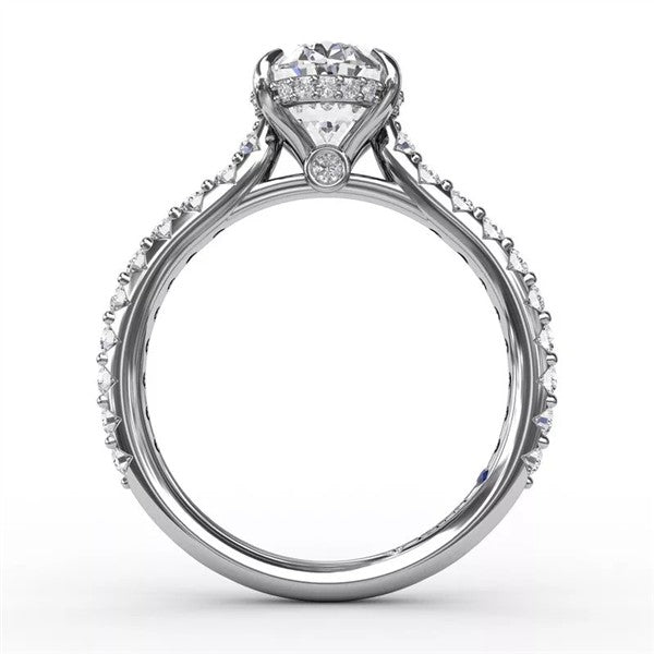14K Classic Pave Hidden Halo Diamond Semi-Mount Engagement Ring