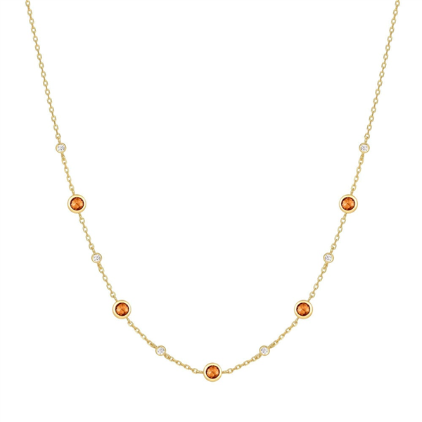14K Gold Plated Solar Orange Nano Gem Station Necklace