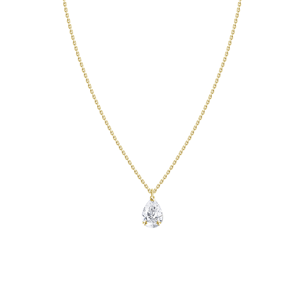 18 Karat Yellow Gold Droplet Pear Diamond Pendant