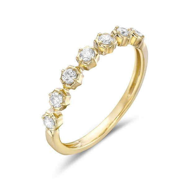 14K Crimped Faux Bezel Diamond Band