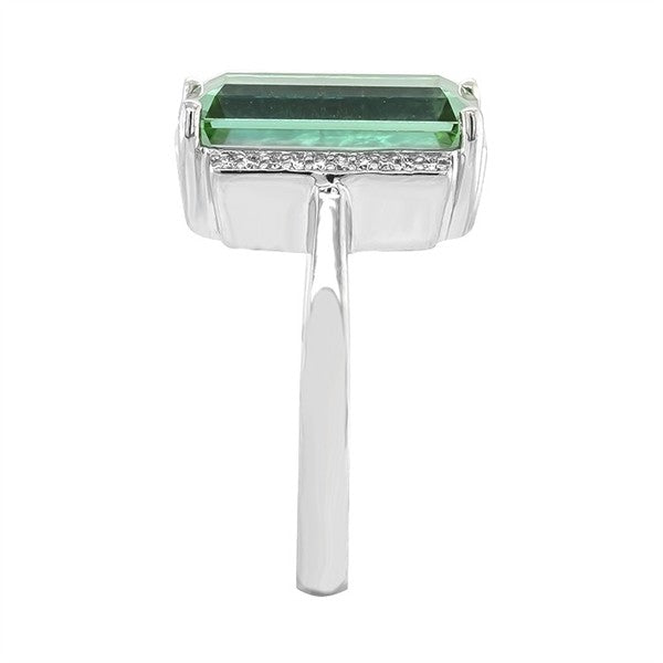 14K Art Deco Elongated Blue-Green Tourmaline Fashion Ring