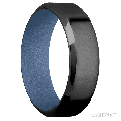 7 mm wide High Bevel Zirconium band featuring a Crushed Orchid sleeve.