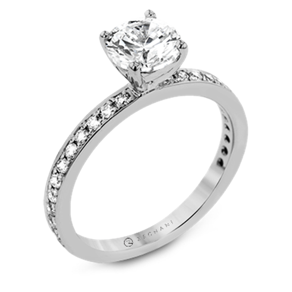 14K Classic Straight Band Diamond Semi-Mount Engagement Ring