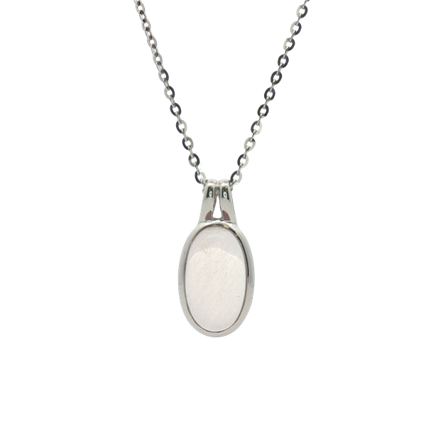 14 Karat White Gold Rose Quartz Bezel Pendant