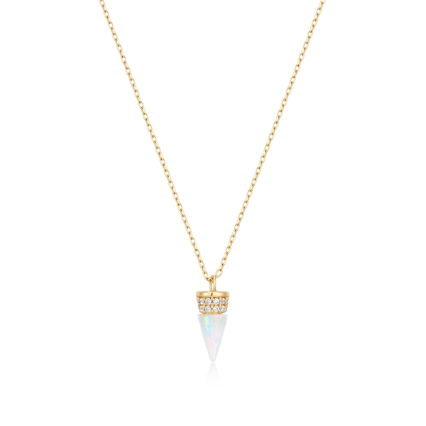 14K Opal & Lab Grown Diamond Drop Necklace