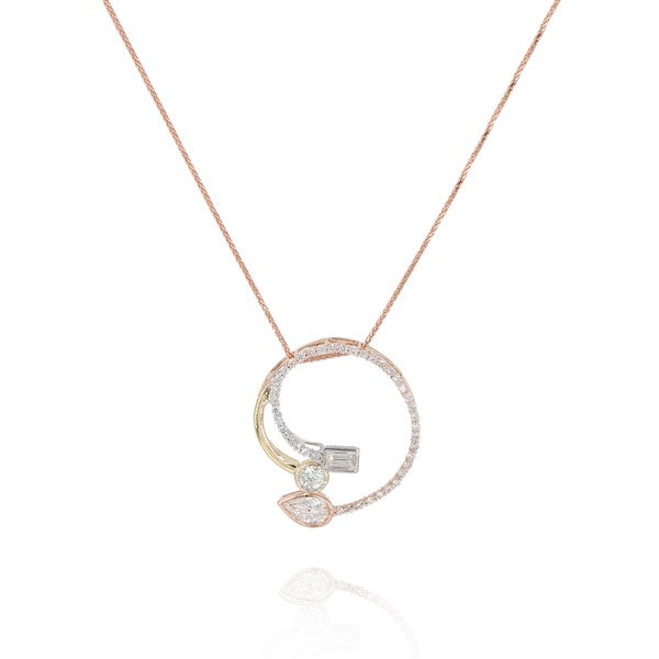 14K Bezel-Set Multi-Shape Diamond Swirl Slider Pendant