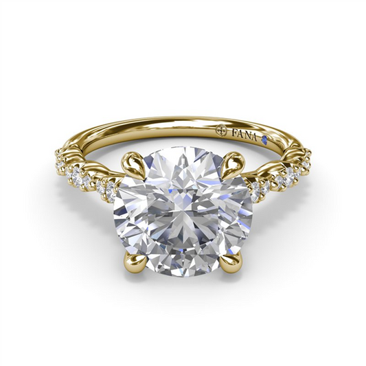 14K Petite Pave Scallop Diamond Semi-Mount Engagement Ring
