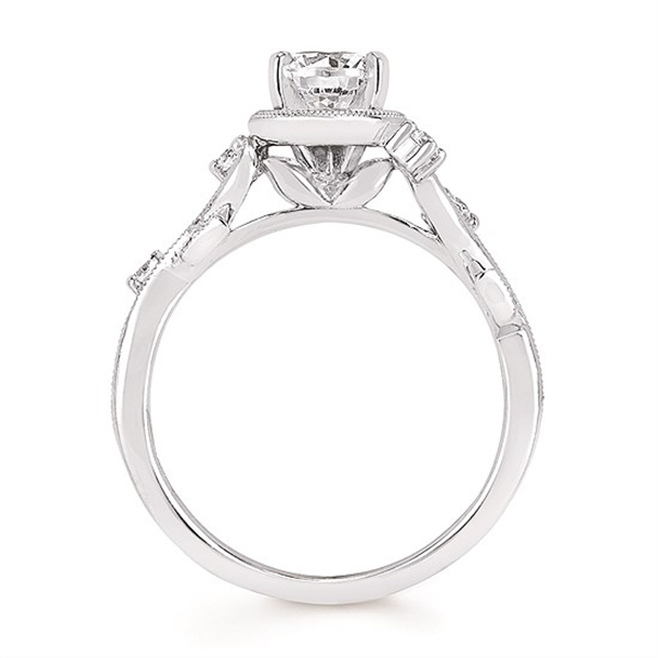 14K Floral Milgrain Diamond Semi-Mount Engagement Ring