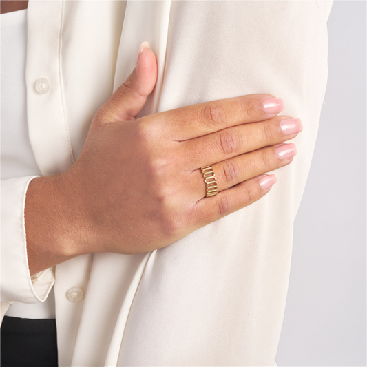 14K Open Paperclip Polished Fashion Ring