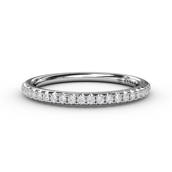 14 Karat White Gold Diamond Thin Prong-Set Wedding Band