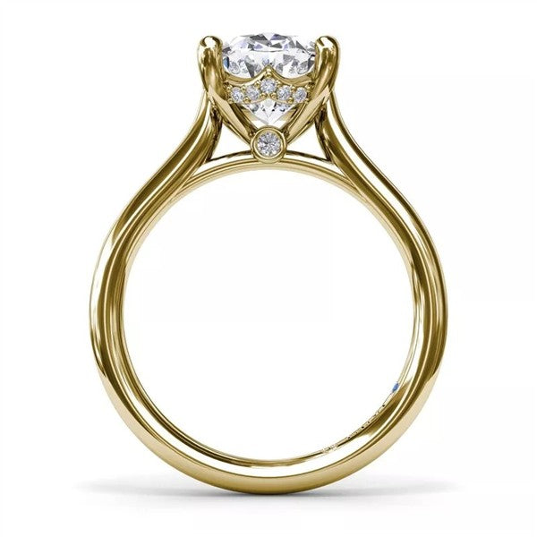 14KY Solitaire Hidden Halo Diamond Semi-Mount Engagement Ring