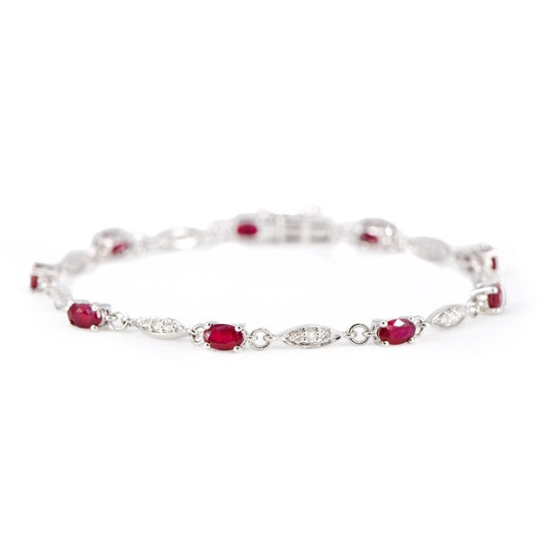 14K Oval Ruby & Diamond Bracelet