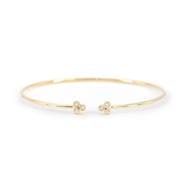 14K Trinity Stone Open Flexi Bangle Bracelet