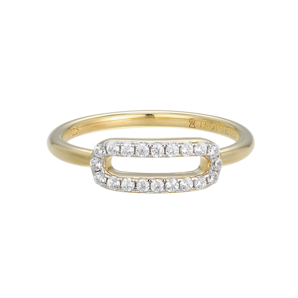 Gold Plated Lab Grown Diamond Open Paperclip Ring