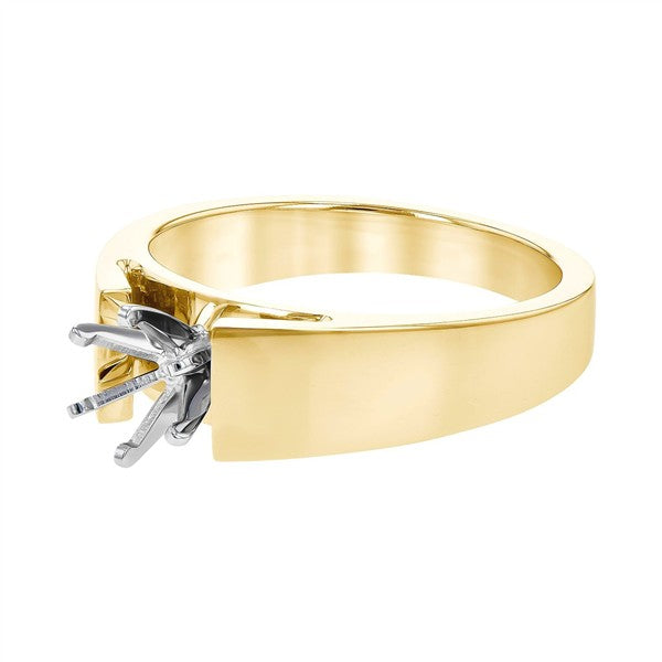 14K Wide Tapering Six-Prong Semi-Mount Ring