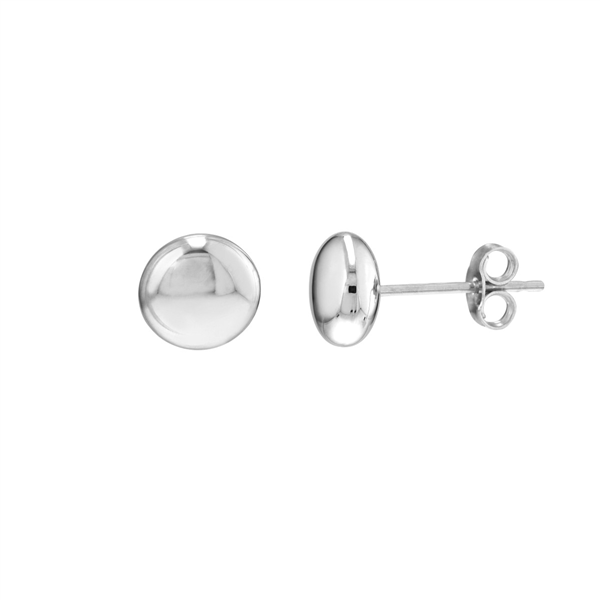 14 Karat White Gold Flat Pebble Stud Earrings